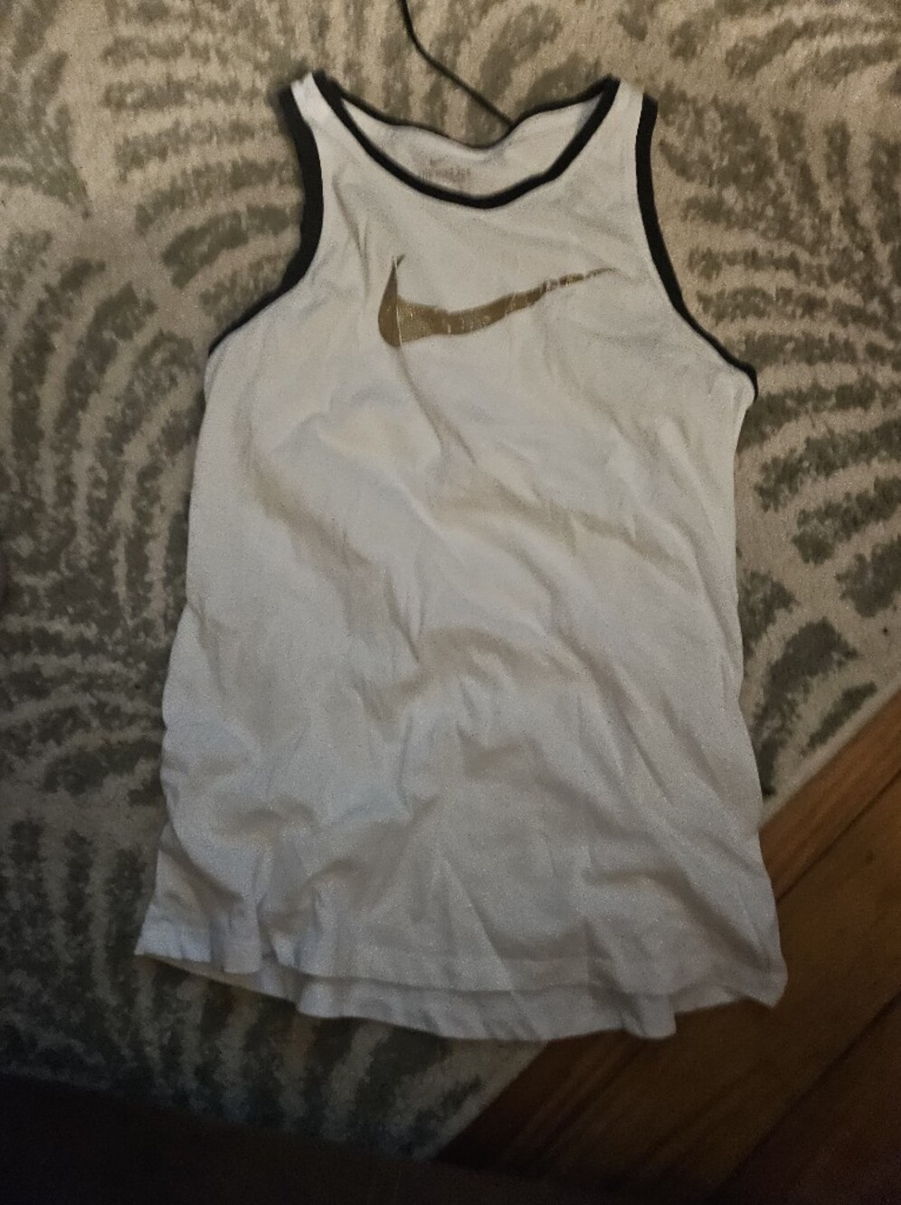 Nike White Tank with Black Trim and Gray Swoosh